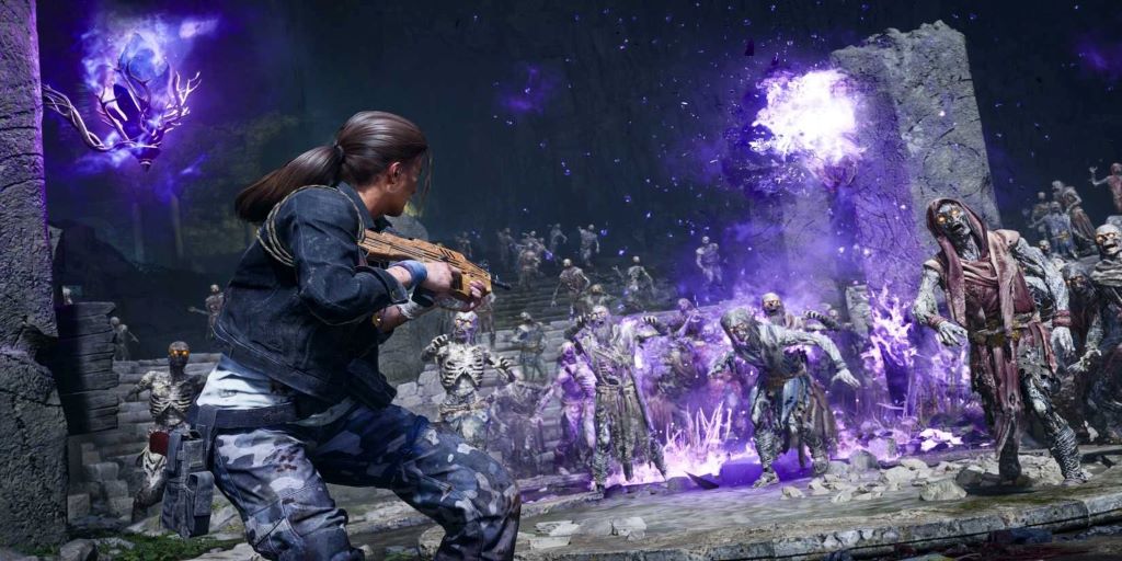 Terrifying zombie horde approaching as gamers fight to survive in an intense night-time survival game